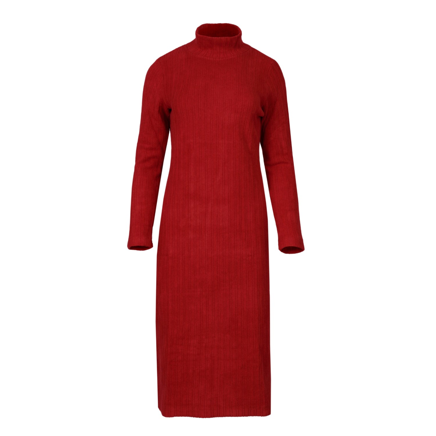 Women’s Red Long-Sleeved Turtleneck Dress - Elegance Meets Comfort Medium Oh!Zuza Night & Day