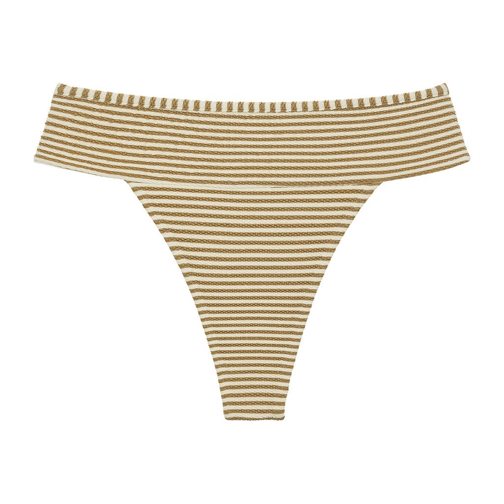 Montce Swim Women's Neutrals / White Neutral Stripe Tamarindo Binded Bikini Bottom In White