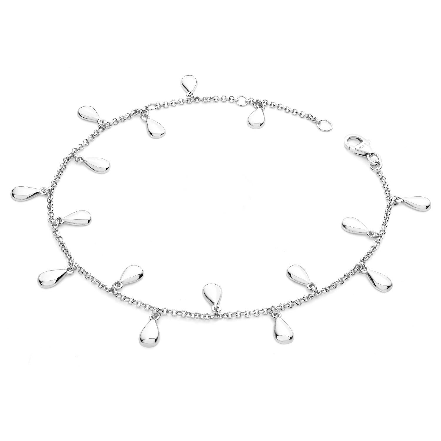 Women's Solid Sterling Silver Tear Drop Anklet | Lucy Quartermaine