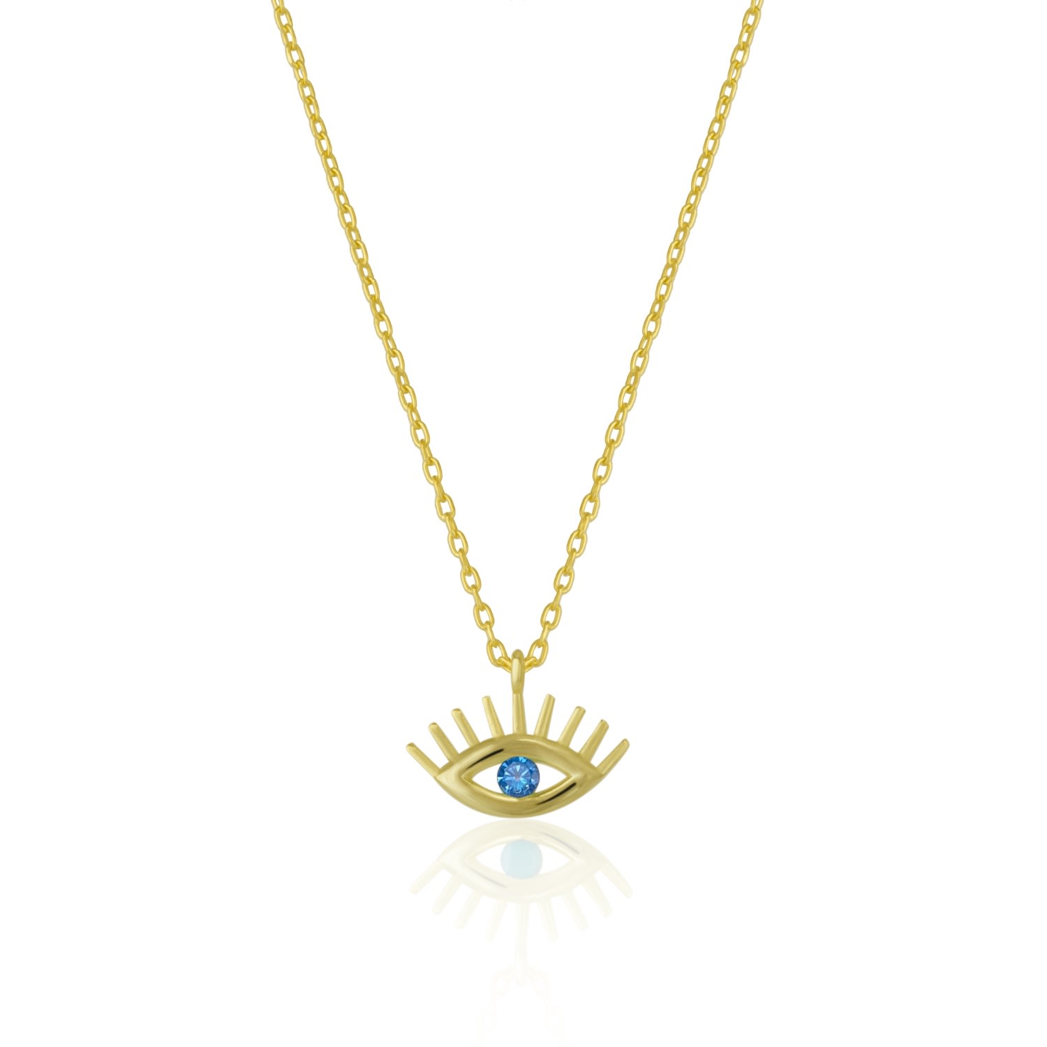 Women’s Gold / Blue Aqua Blue Eye Evil Eye Sterling Silver Necklace - Gold Spero London