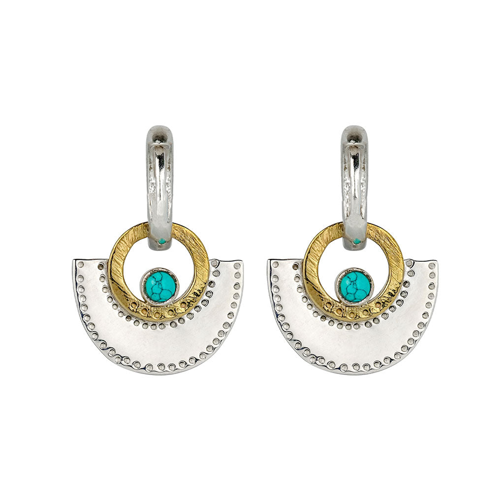 Charlotte's Web Jewellery Women's Sundar Fan Silver Huggie Hoop Earrings - Turquoise