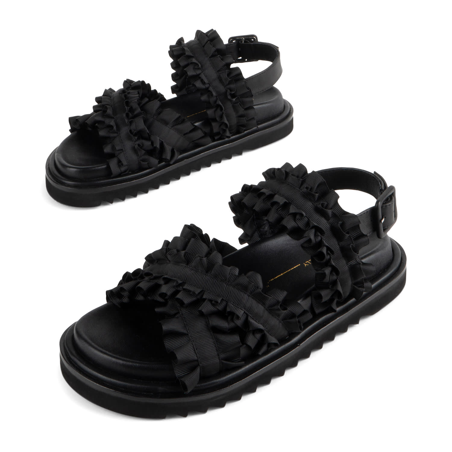 Intentionally Blank Women's Bestfriend Ribbon Sandal- Black In Black