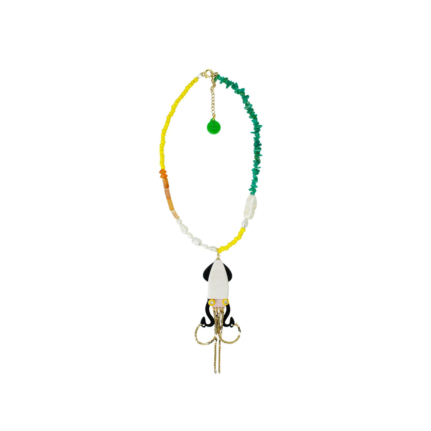 Gissa Bicalho Women's Handmade Necklace Beads And Pendant Octopus Black In Multi