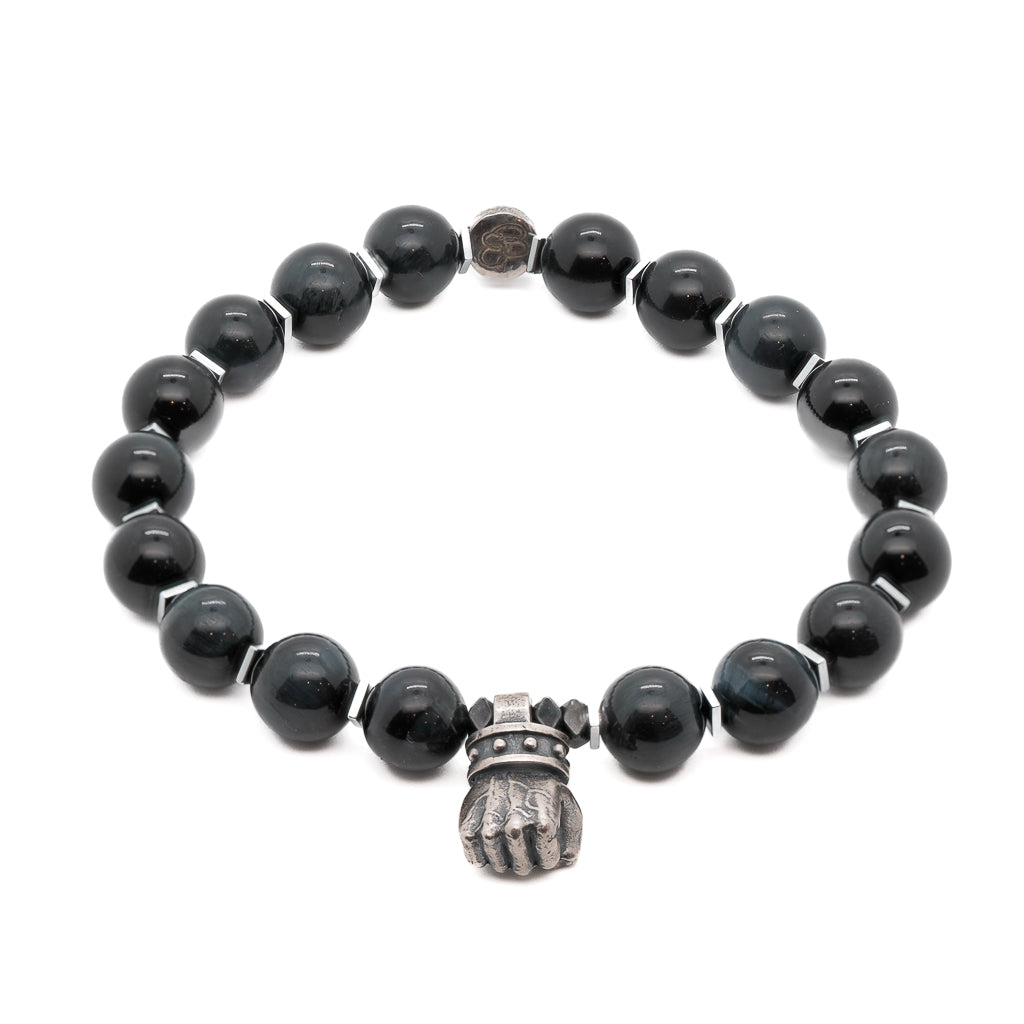 Men’s Black / Silver Tiger’s Eye Powerful Bracelet Ebru Jewelry