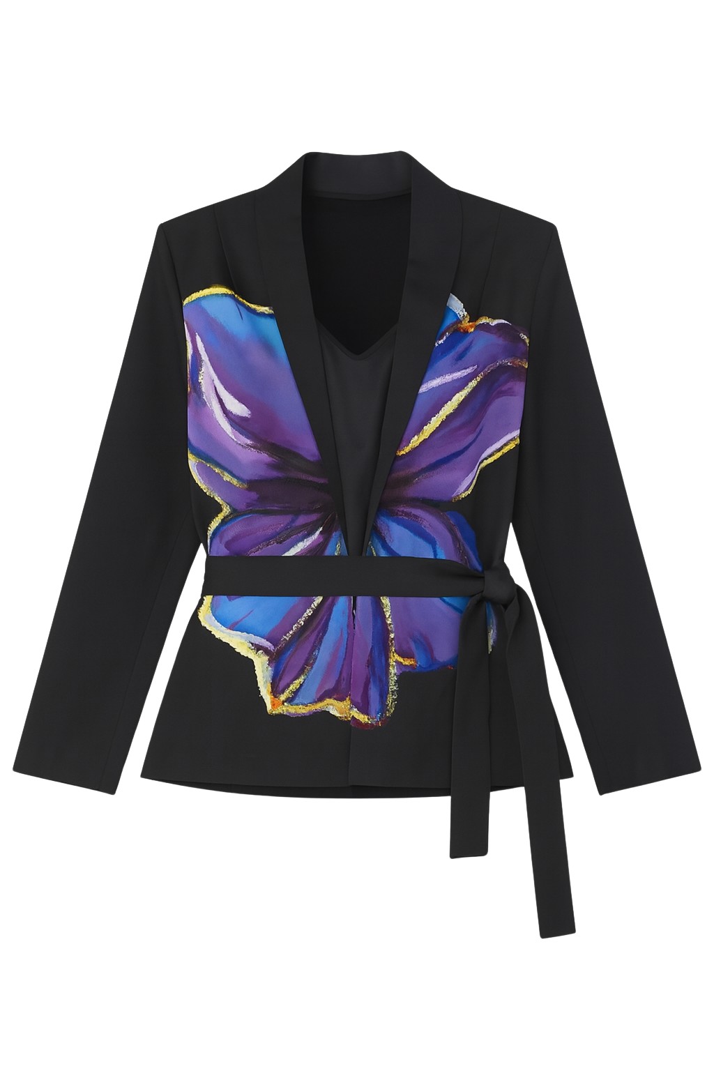 Women's Black Mayfair Blazer In Flower Print/Caviar | S/M | Zafur