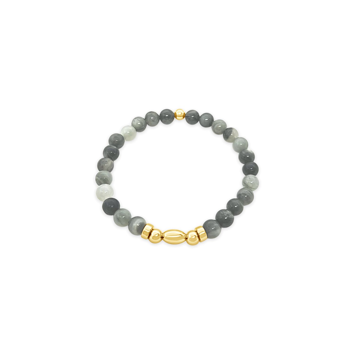 Lutiro Women's Beaded Green Line Quartz Bracelet-gold
