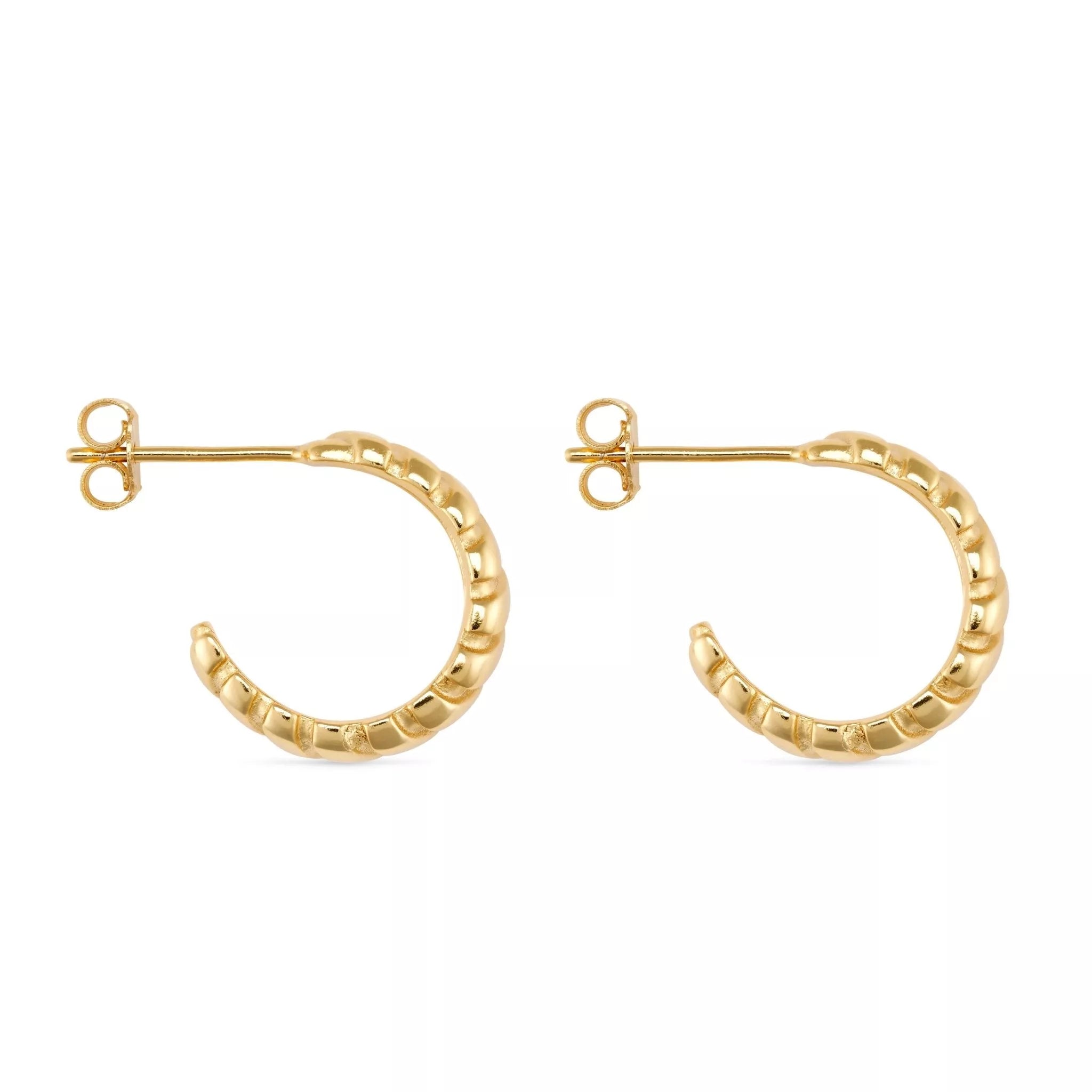 Elk & Bloom Women's Chunky Ribbed Gold Hoop Earrings In Gold