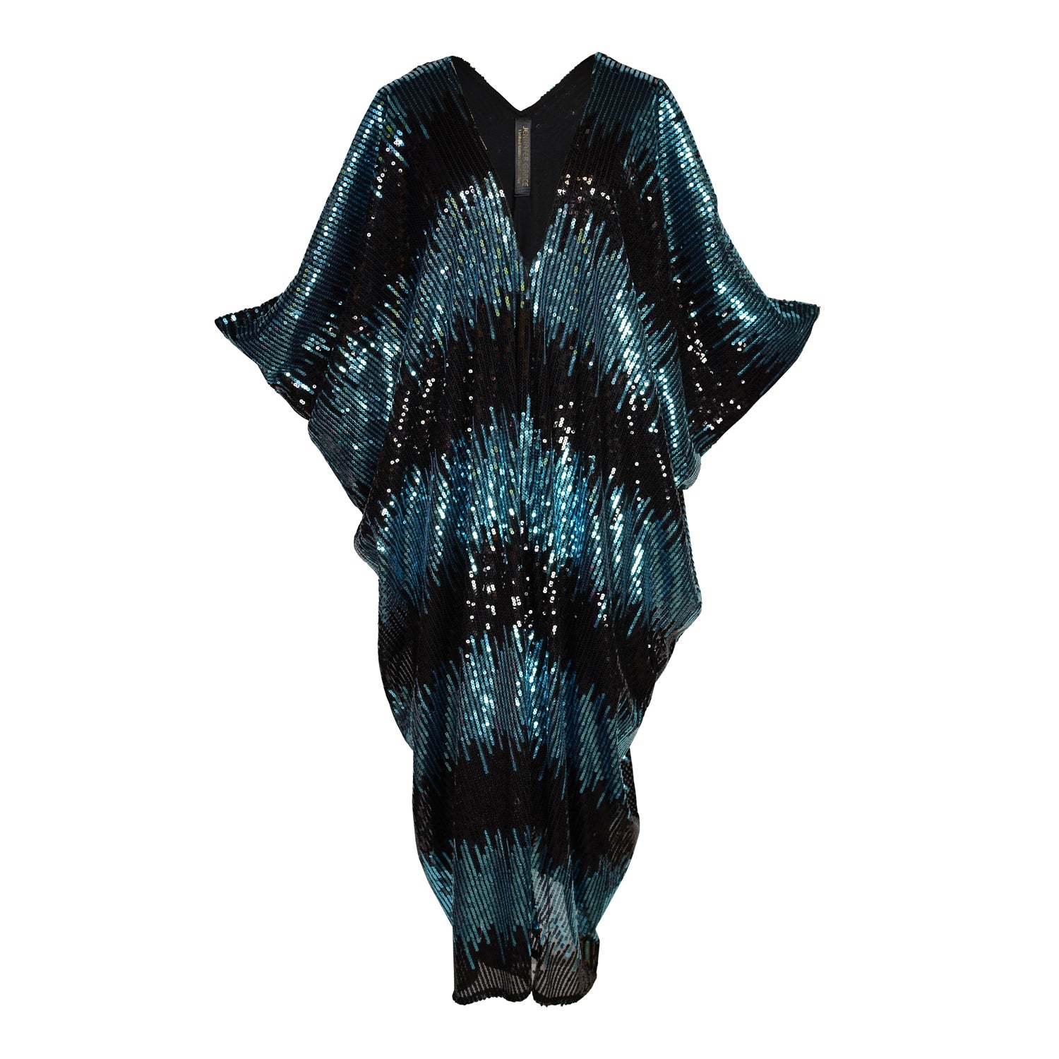 Jennafer Grace Women's Black / Blue Neptune Sequin Caftan Kaftan Dress In Black/blue