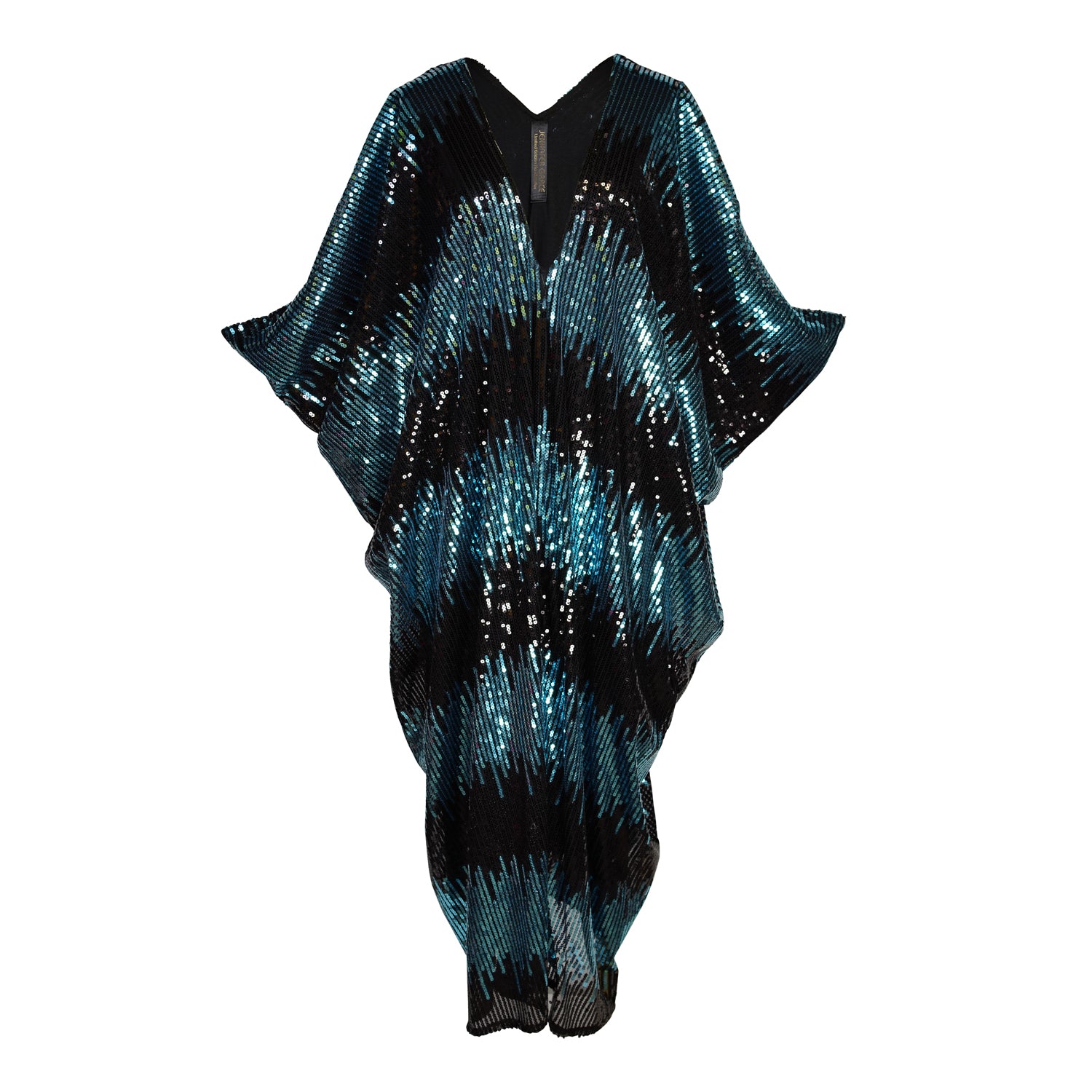 Jennafer Grace Women's Black / Blue Neptune Sequin Caftan Kaftan Dress