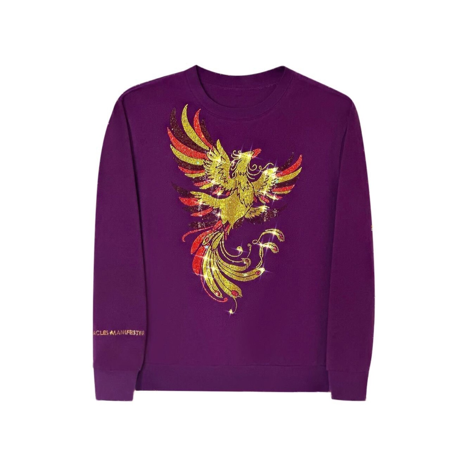 Women’s Pink / Purple Phoenix - Lucky Feng Shui Rhinestoned Sweatshirt - Purple Small Miracles Manifester