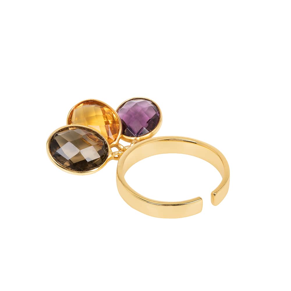 Amadeus Women's Gold Candy Multiple Gemstone Ring - Size Adjustable In Gold