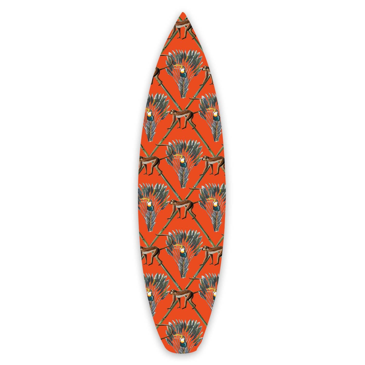 Yellow / Orange Surfboard Wall Decor Monkey Travels Catchii