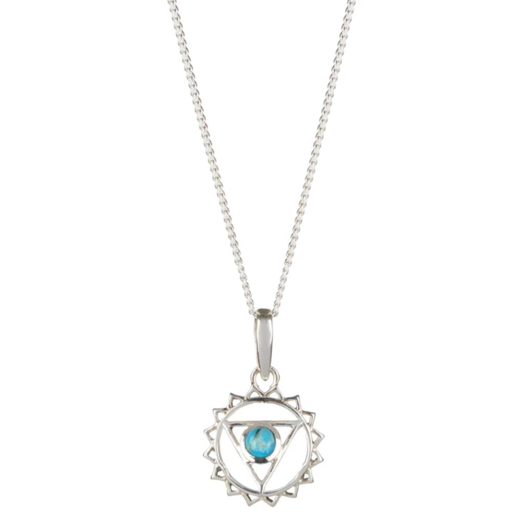Women’s Throat Chakra Silver Necklace - Turquoise Charlotte’s Web Jewellery