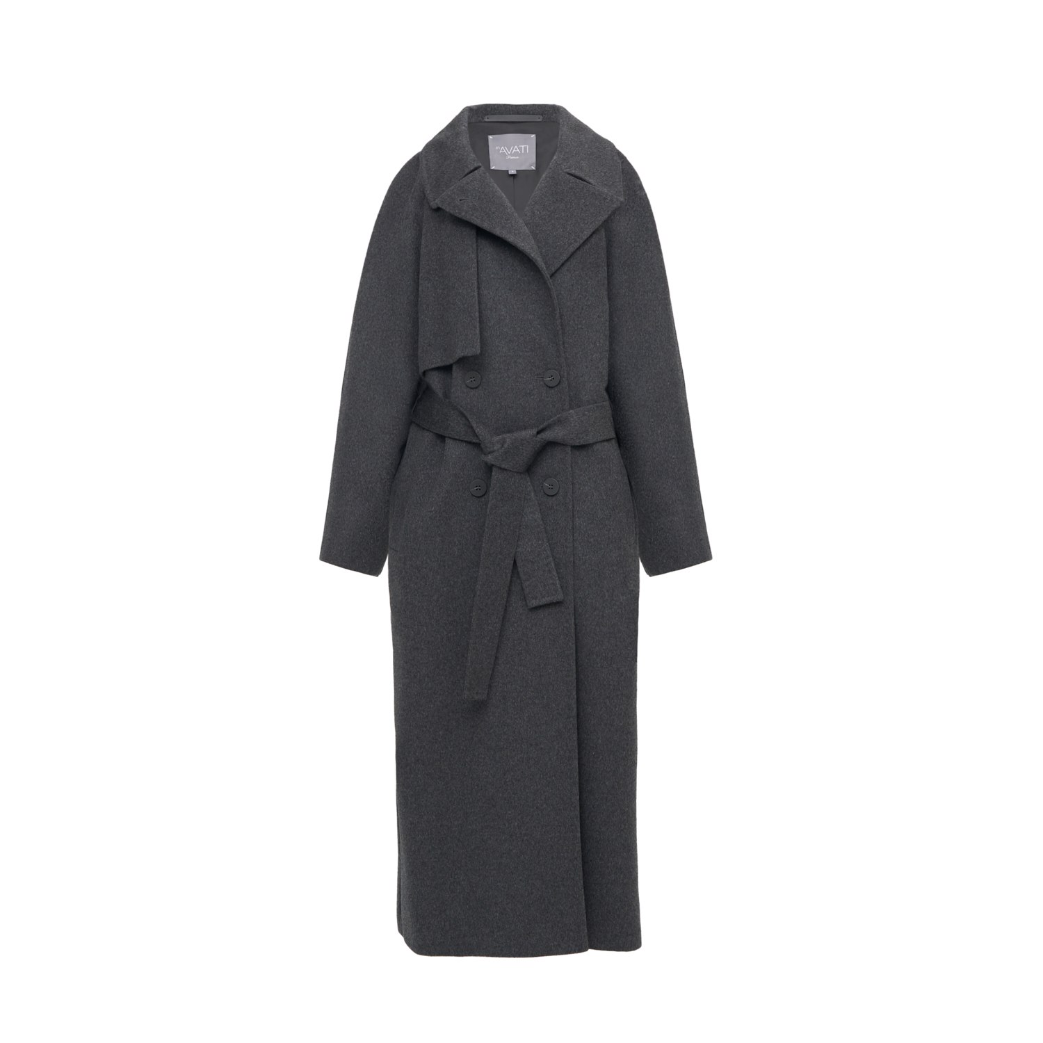 Inavati Women's Dark Grey Double-breasted Coat With Belt In Grey