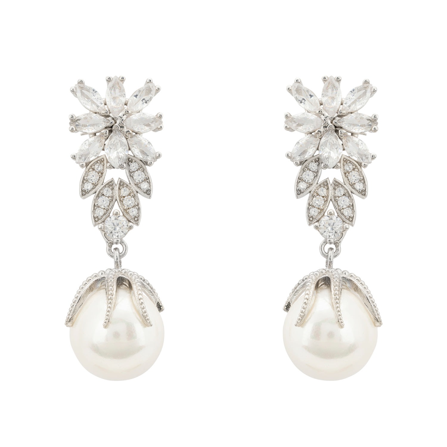 Women’s White / Silver Primrose Baroque Pearl Earrings Silver White Latelita