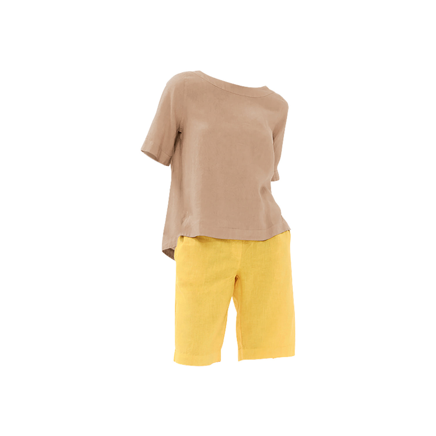 Haris Cotton Women's Neutrals Solid Linen Blouse With Split Hem Beach Sand