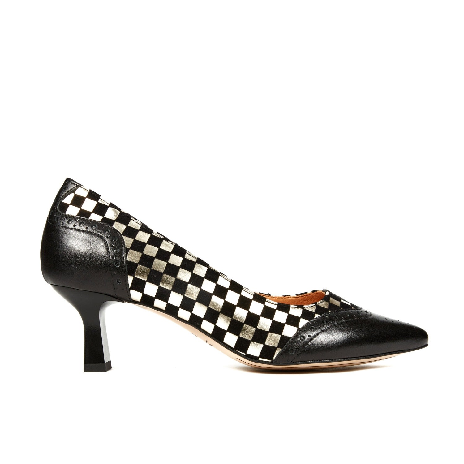 Black / Silver Marie - Black & Silver Check - Womens Designer Pump 5 Uk Embassy London Usa