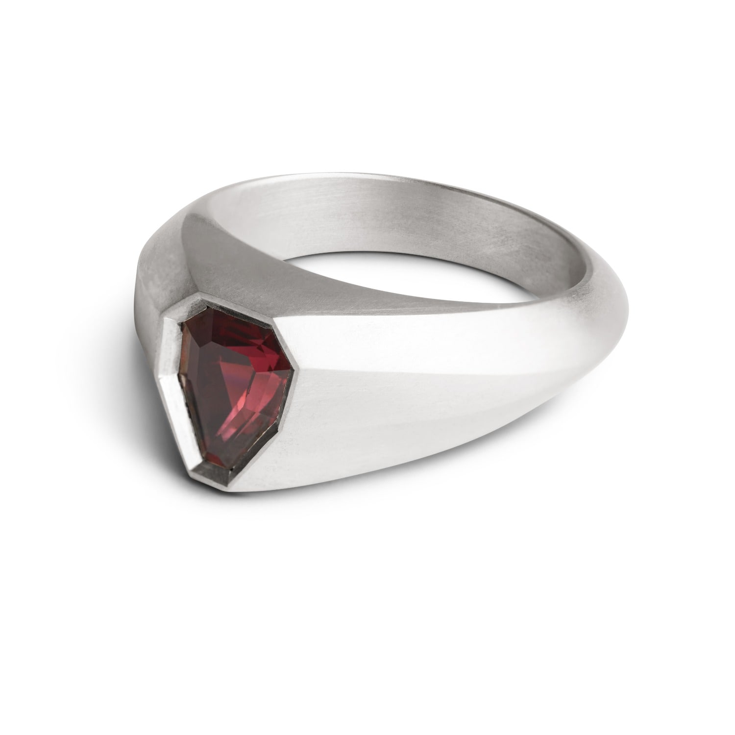 Kasun Women's Signet Ring - Silver & Red Garnet