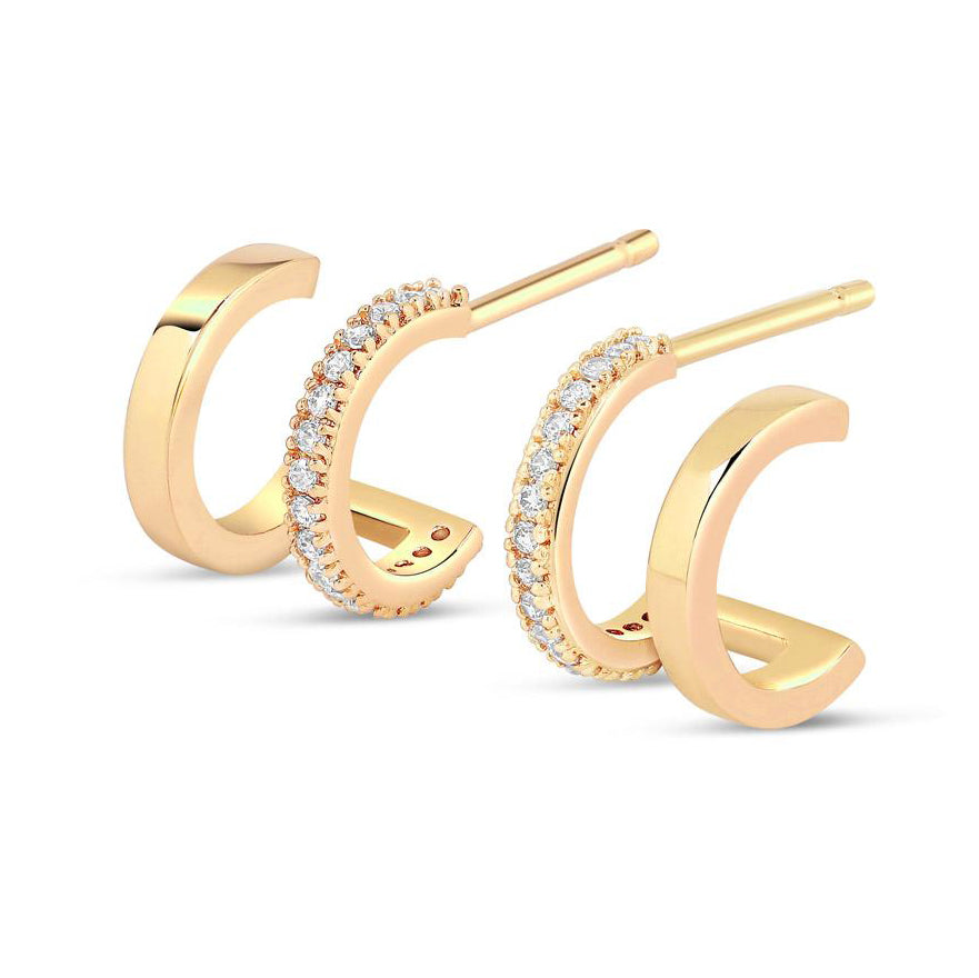 Gold Trip Women's Double Hoop Illusion Earrings In Gold In Gold