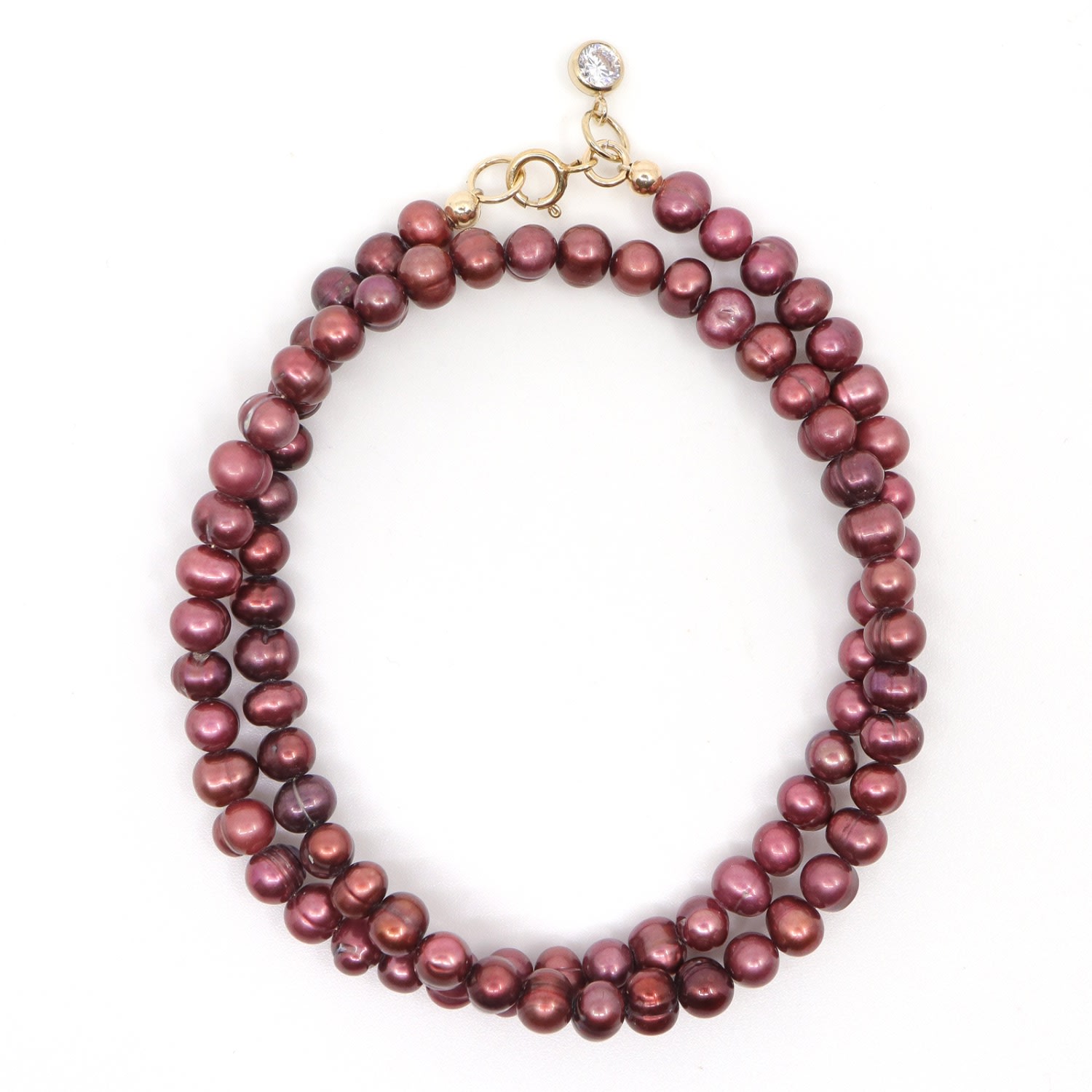 Women’s Red / Gold Burgundy Freshwater Pearl Dainty Wrap Beaded Bracelet Shar Oke