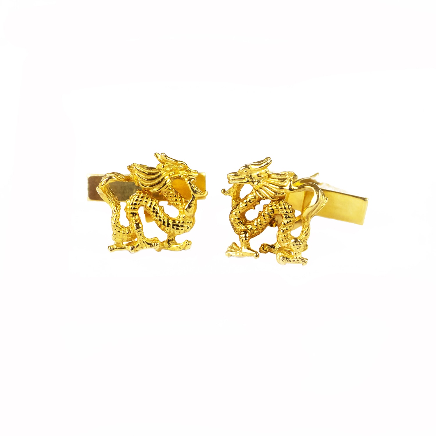 Simon Kemp Jewellers Men's Oriental Dragon Cufflinks Eighteen Carat Gold On Silver