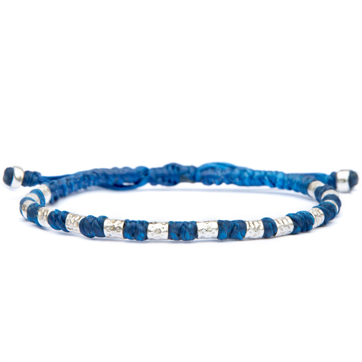Harbour Uk Bracelets Viking Bracelet For Men - Yule Handmade Of Vegan Rope And Silver - Blue In Blue