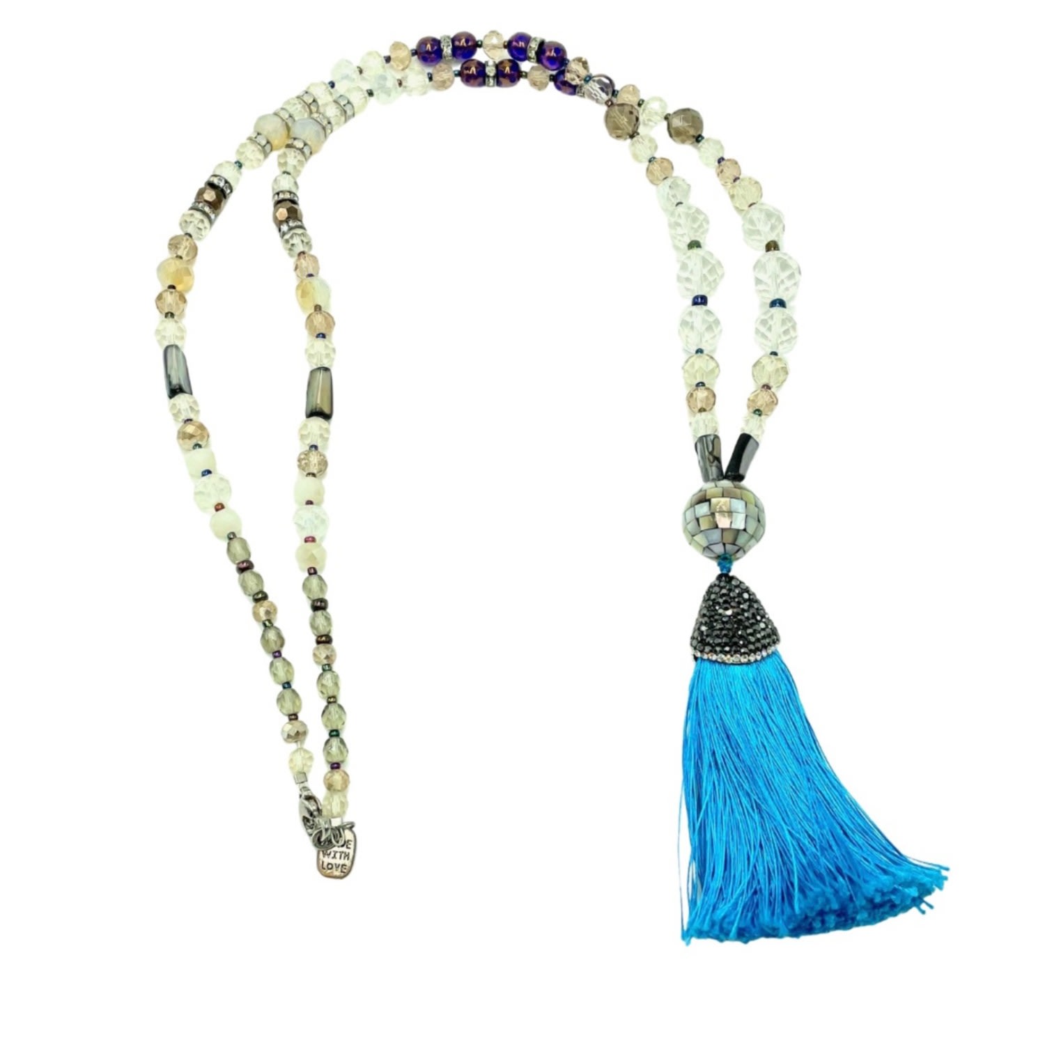 Women’s Blue / Grey / Silver Darla Quartz Crystal Blue Tassel Necklace Amy Delson Jewelry