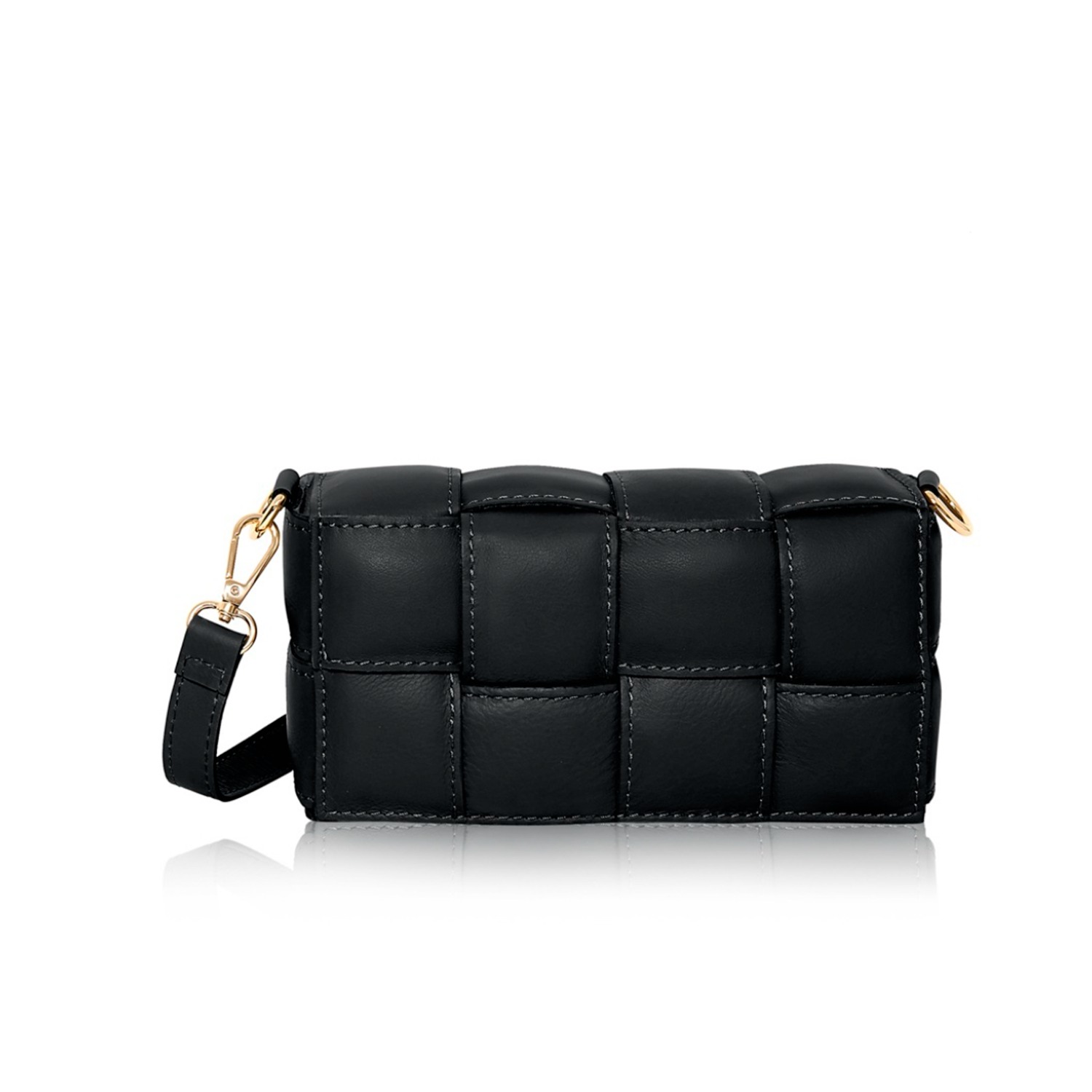 black woven crossbody bag