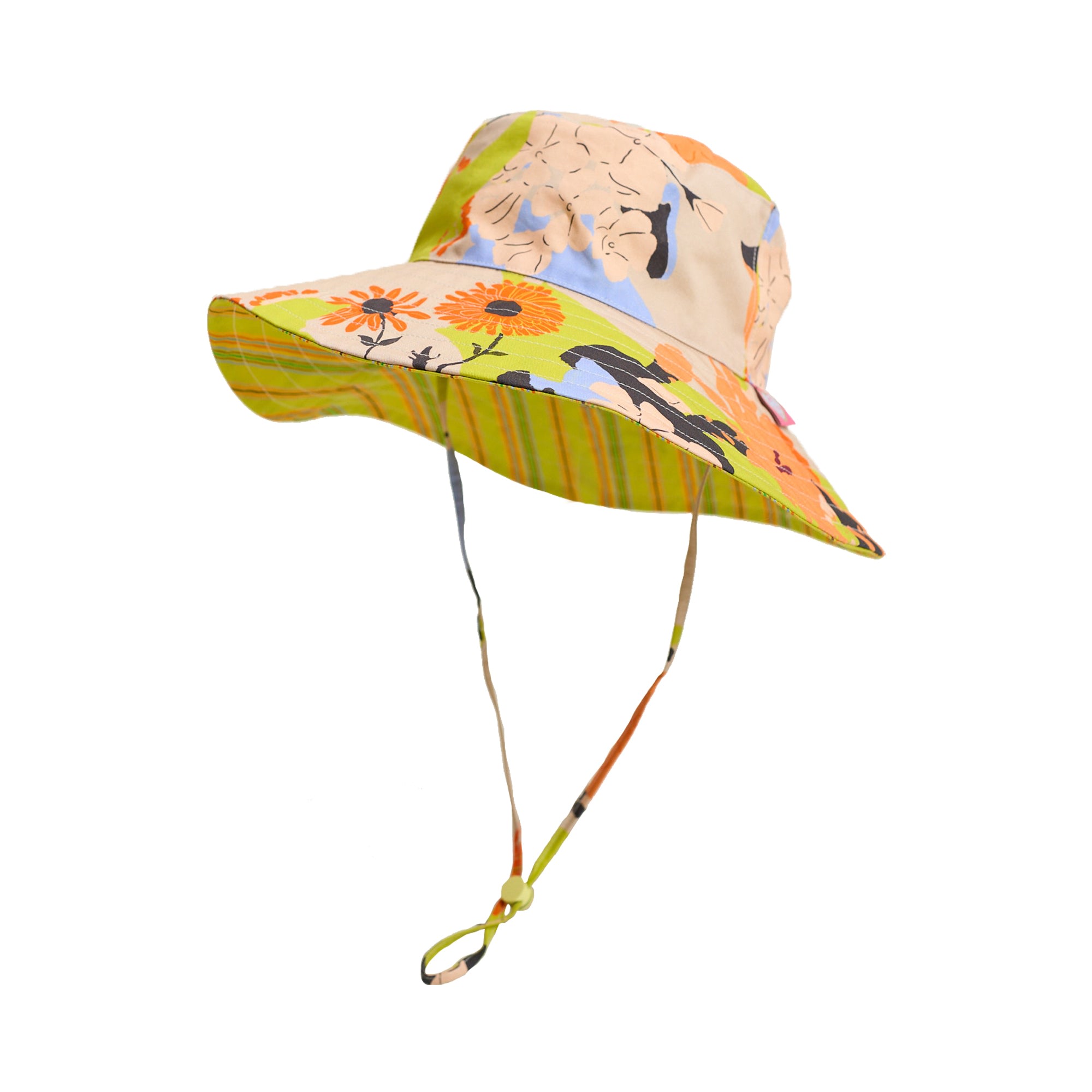 Lost Pattern Nyc Women's Yellow / Orange Frida X Lost Pattern "frida's Garden" Cotton Reversible Sun Hat - Purple & Y In Yellow/orange