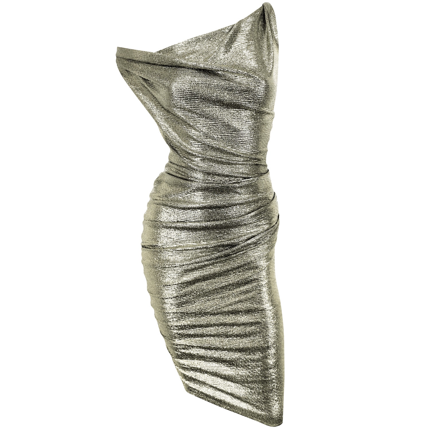 Me&thee Women's Moon Beam Gold Metallic Twist Shoulder Dress In Green