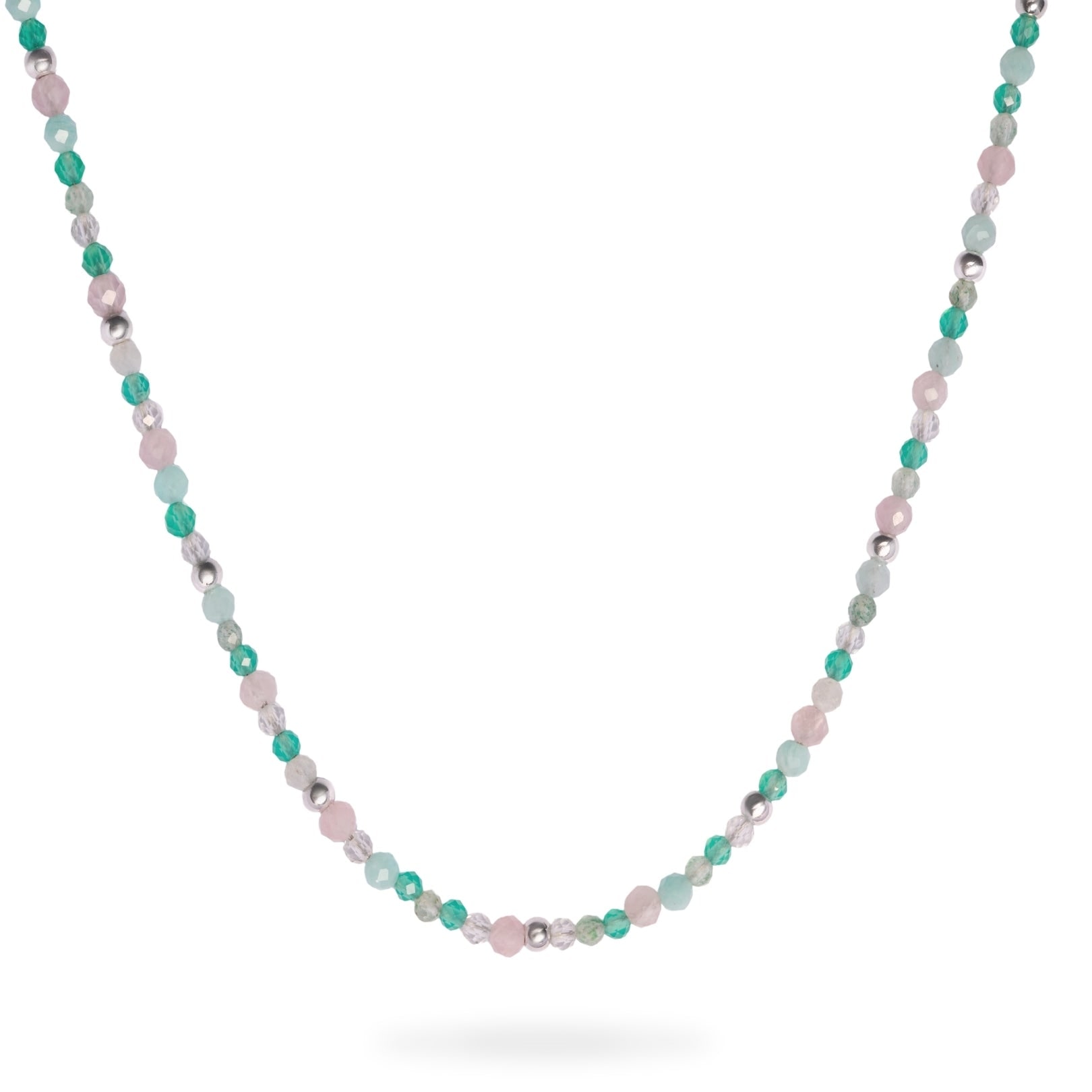 Zohreh Women's Pastel Semi-precious Beaded Necklace Sterling Silver In Gray