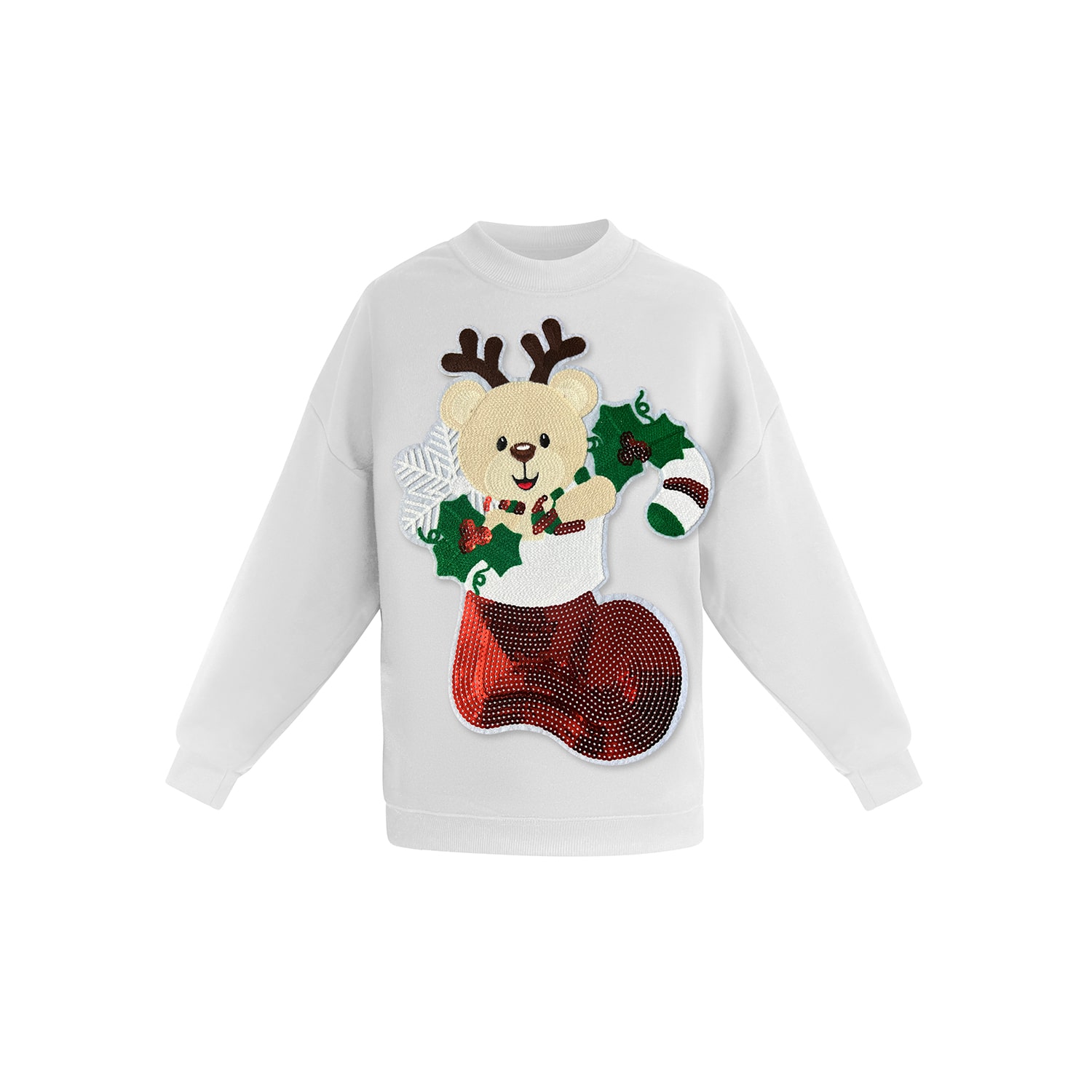 Toma Women's Christmas White Reindeer Sweatshirt In White