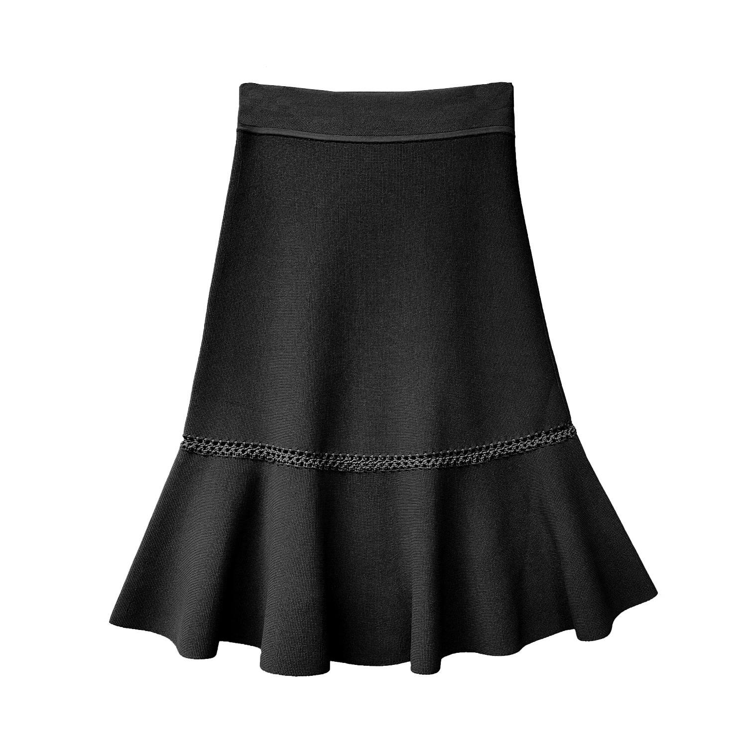 Arto. Women's Black Peace At Crochet Basic Petite High Waisted Knit Skirt In Black