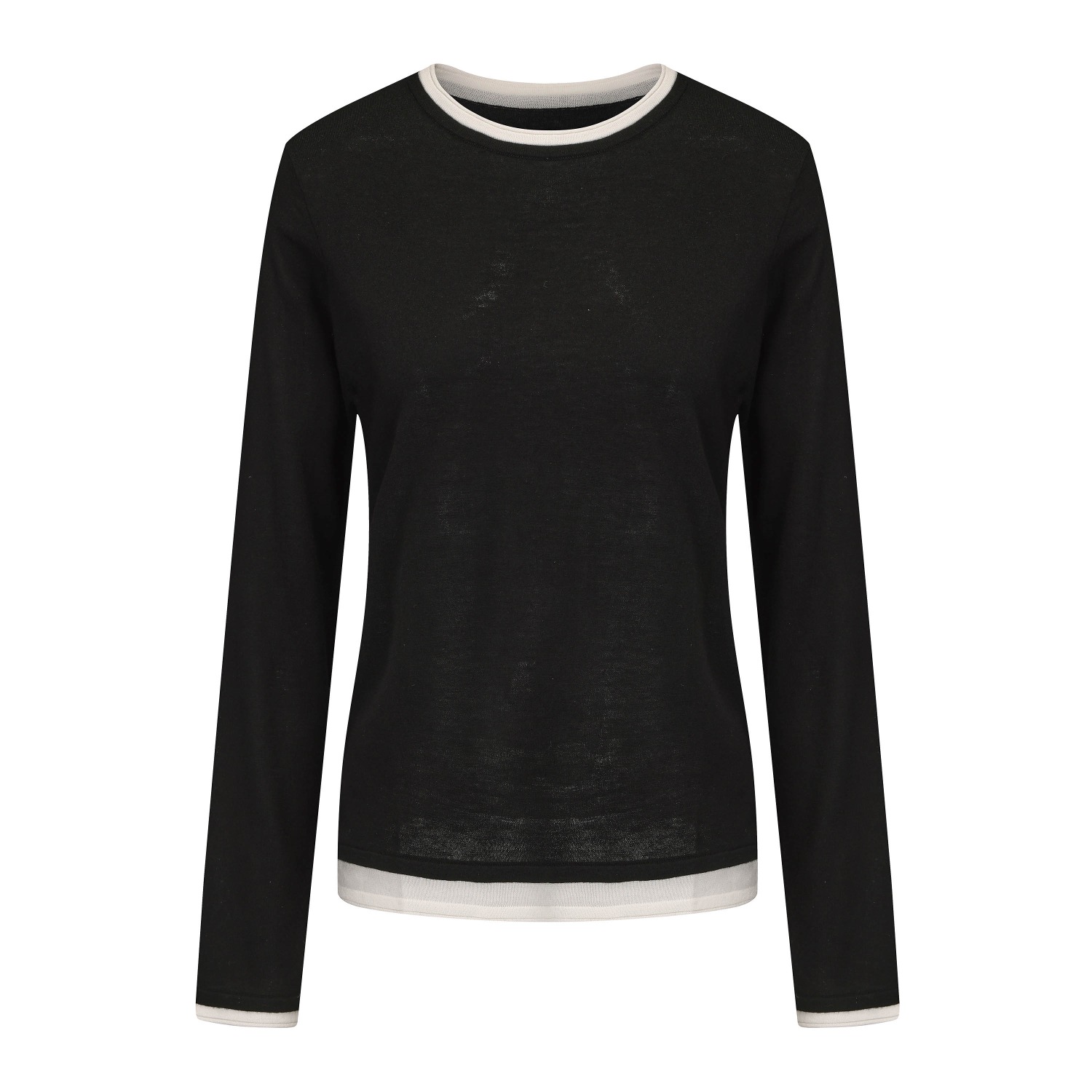 Mute By Jl Women's Black / White Two Tone Wool Blend Knit Top Black