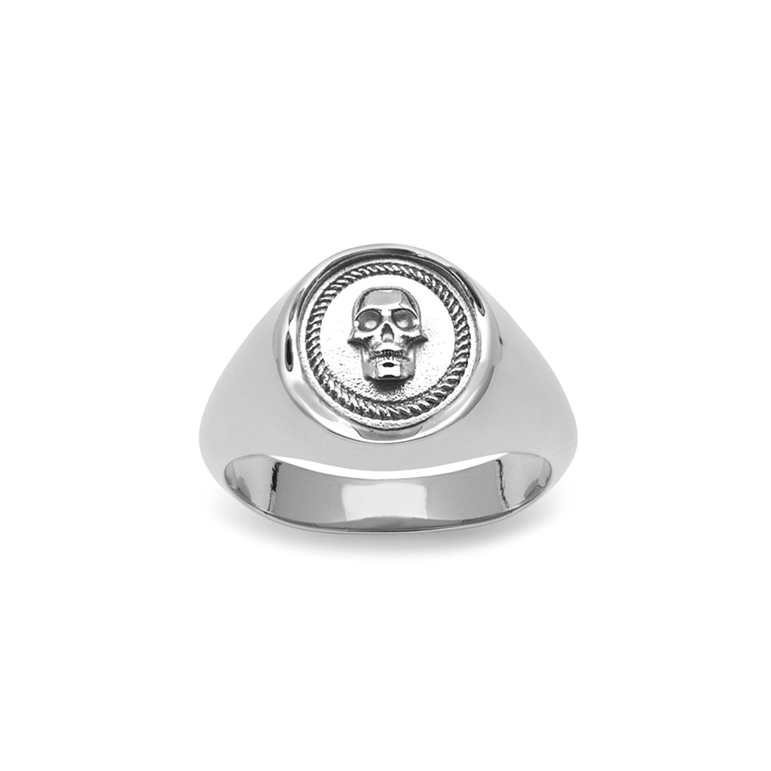 Northskull Men's Atticus Skull Seal Pinky Ring In Silver In Metallic