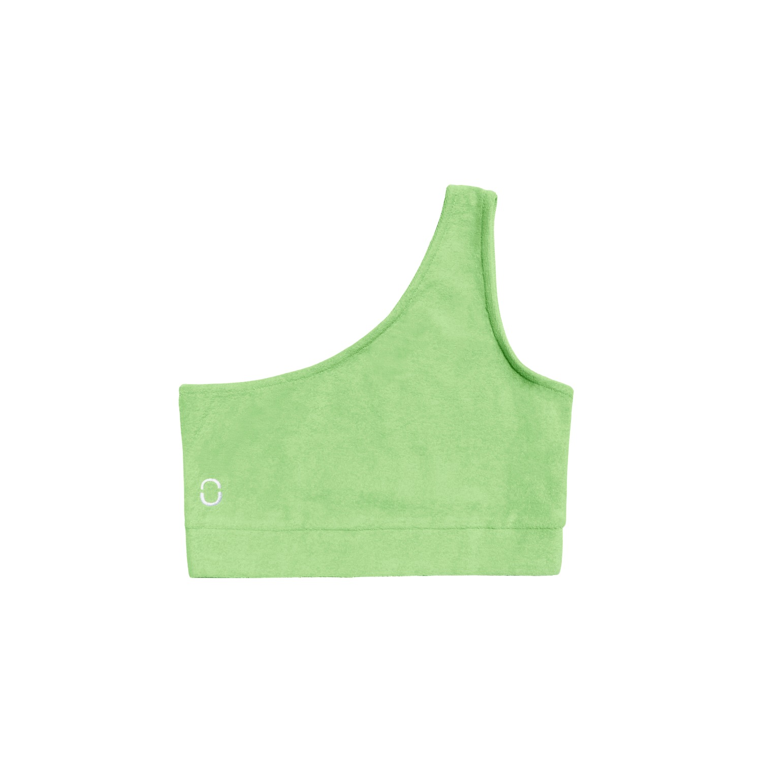 One Of Us Women's Green Terry Looks Chic Towelling One-shoulder Bralette - Lime In Green