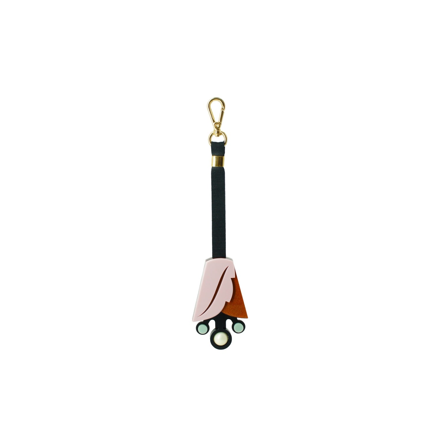 Brown / Pink Handmade Acrylic Keychain Flower And Pearl Topaz | Gissa Bicalho
