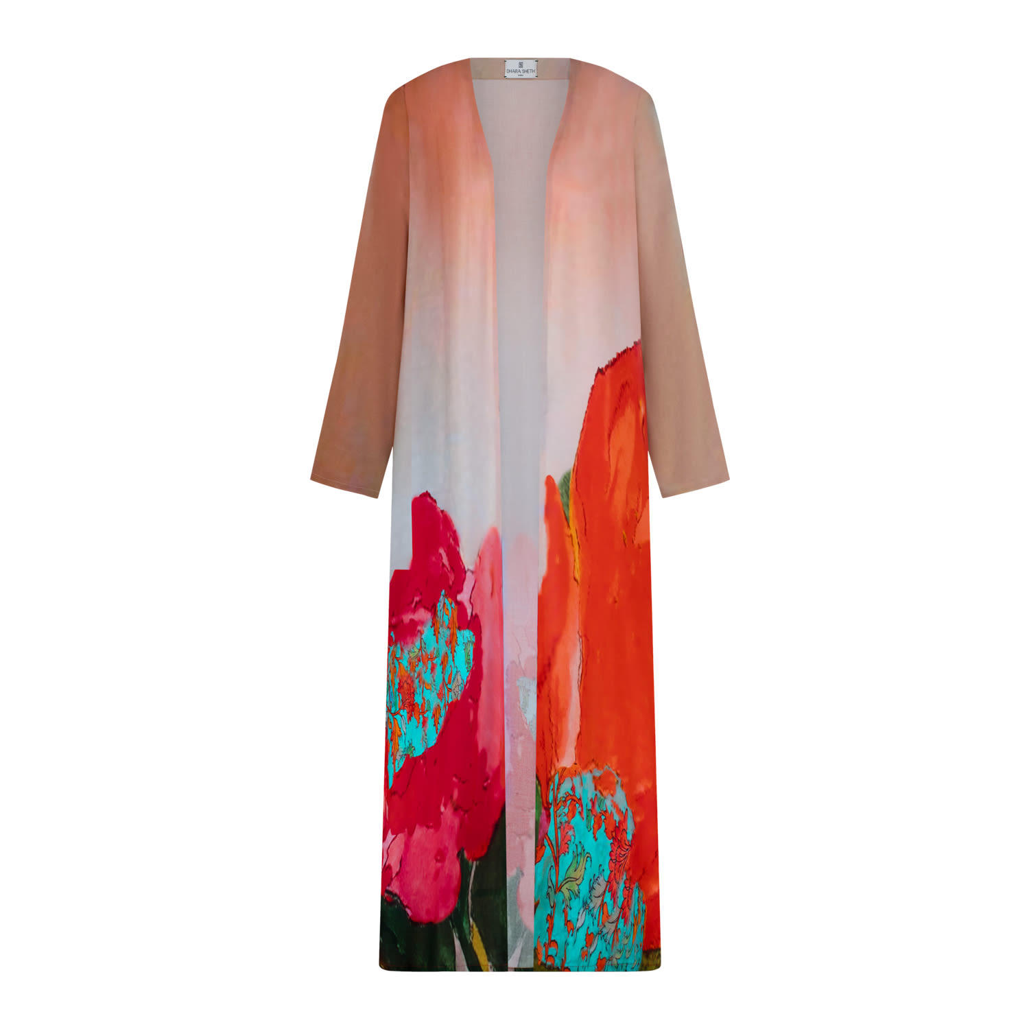 Dhara Sheth Dubai Women's Coral Mirage Floral Long Kimono