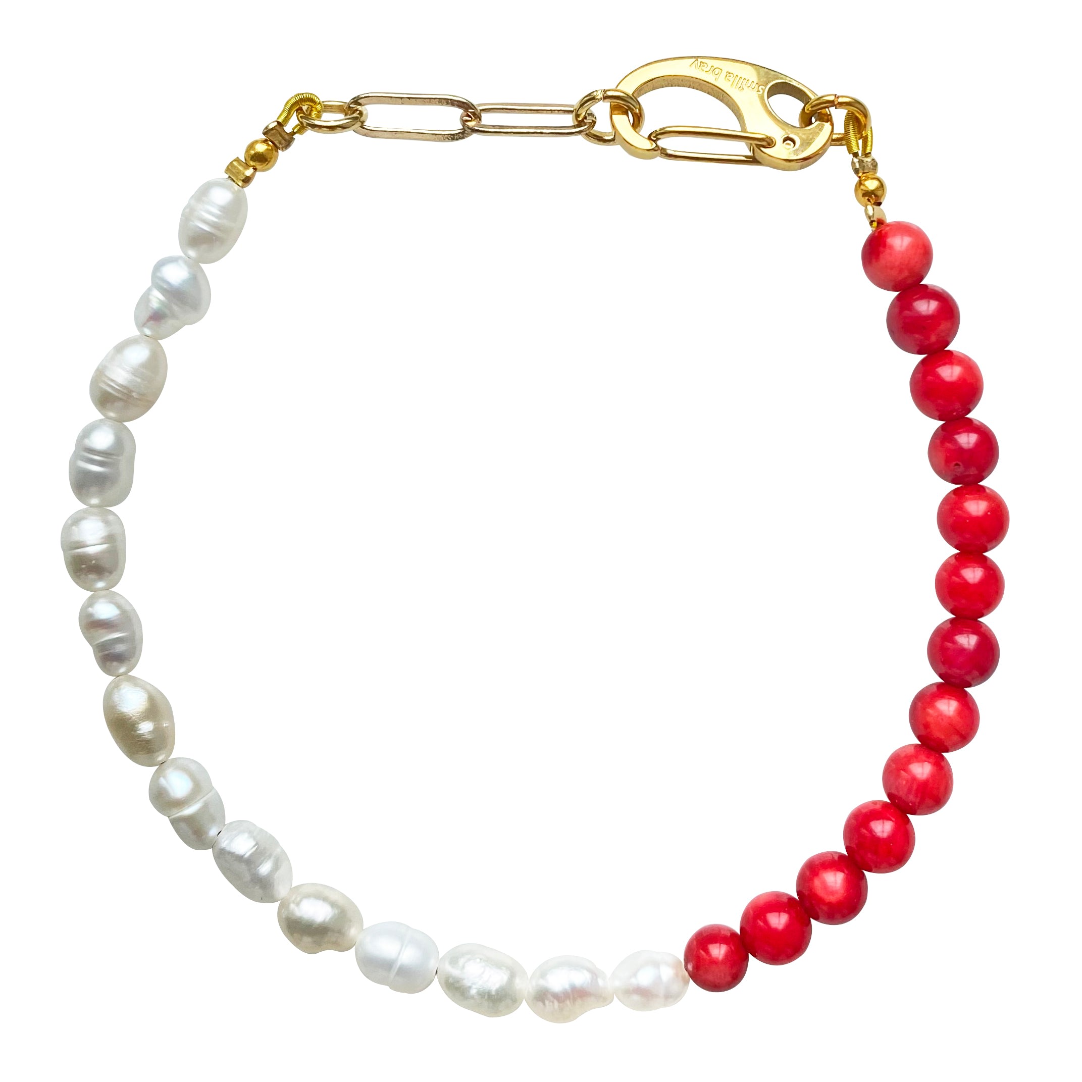 Women’s Red / Gold / White Pearl Anklet Randi Smilla Brav