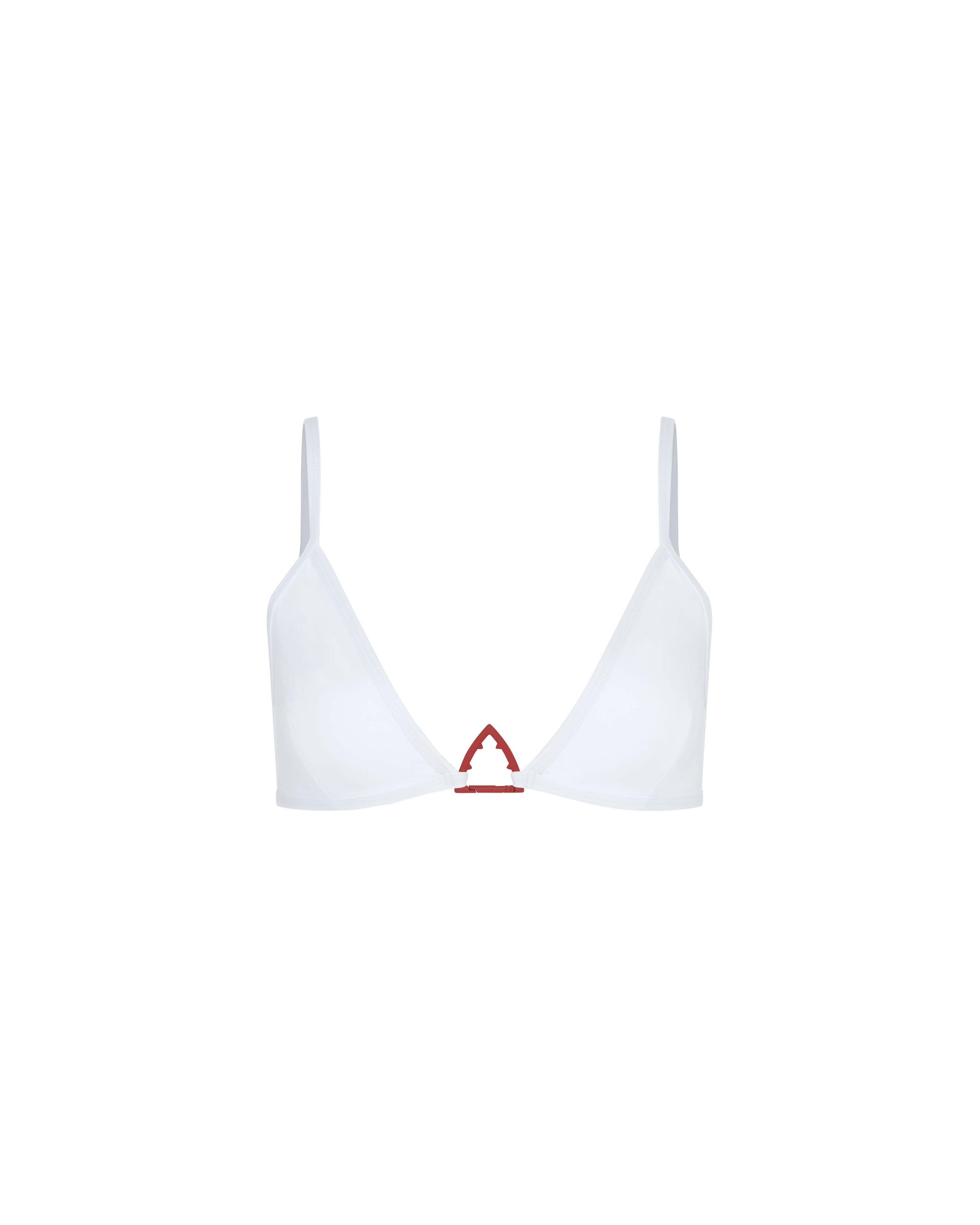 Let's Swim Women's White Shark Logo Triangle Bikini Top In White