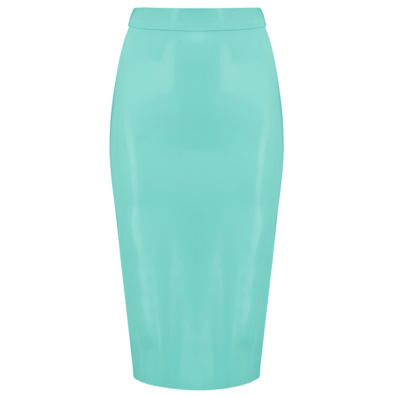 Elissa Poppy Women's Latex Midi Skirt - Jade Green In Green