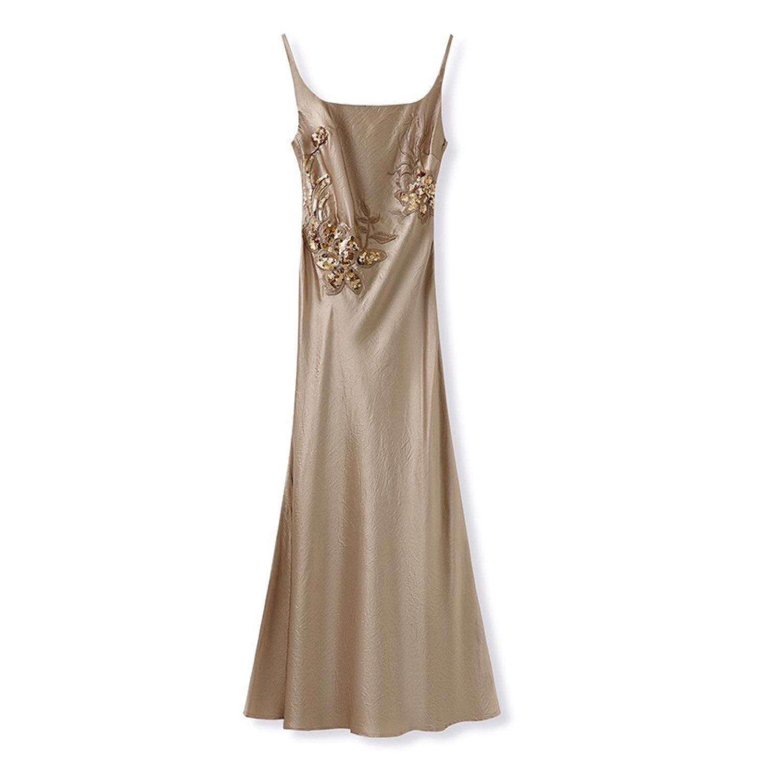 Jiaying Wang Wjy Studio London Women's Embroidered  Champagne Golden Dress In Gold