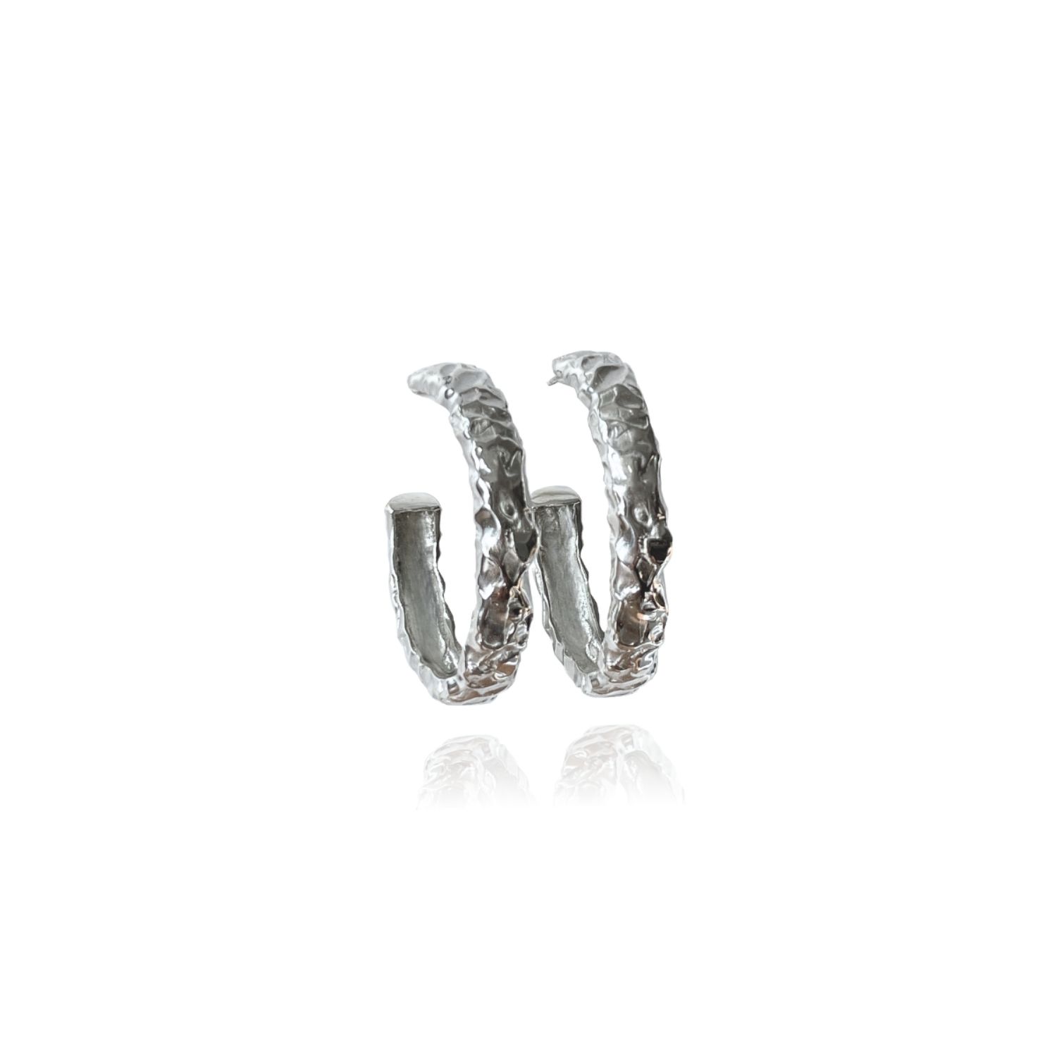 Linya Jewellery Women's Rara Amorphous Half Oval Silver Earrings In Silver