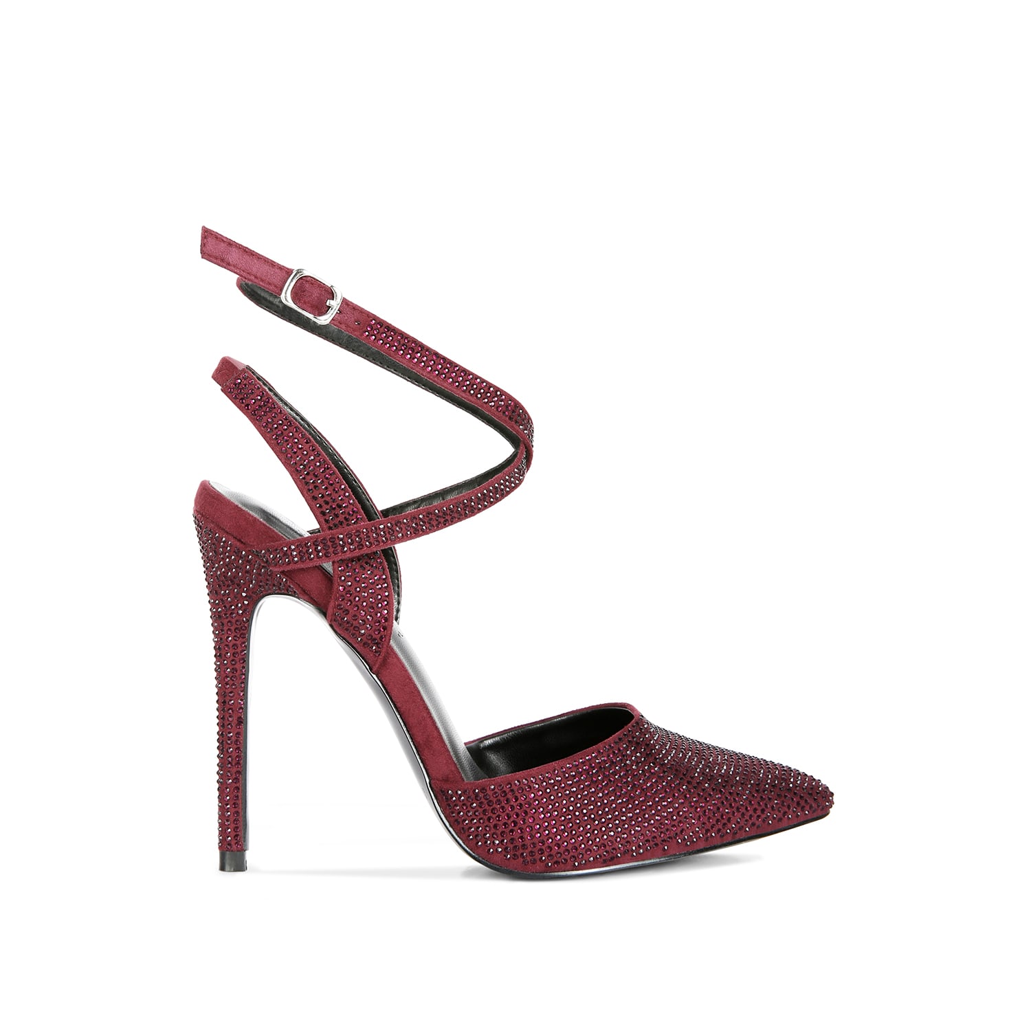 Rag & Co Women's Red Charmer Rhinestone Embellished Stiletto Sandals In Burgundy By  In Burgundy