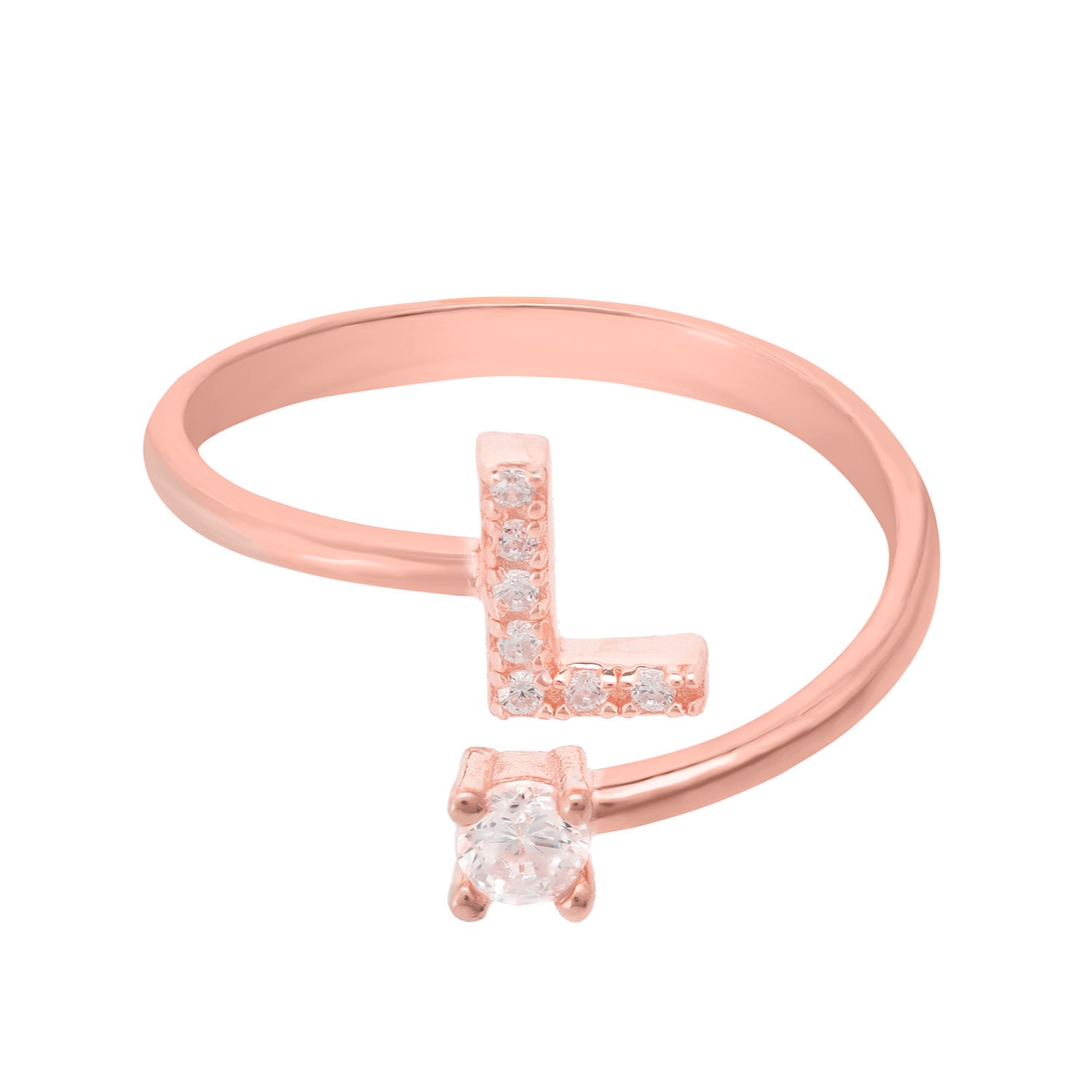 Women’s Rose Gold / White Initial Ring Rosegold L Latelita