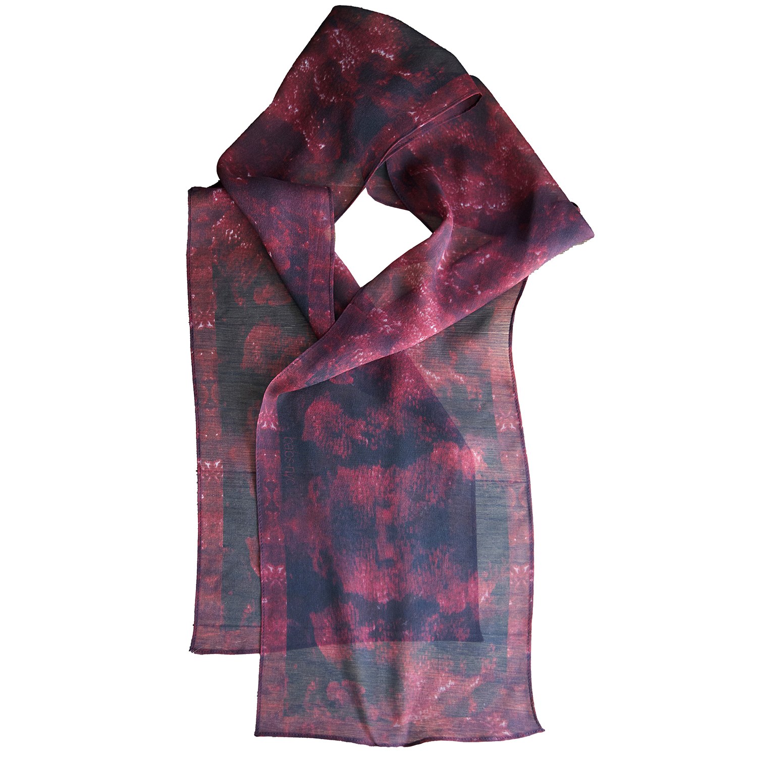 Babs Boutique Nyc Women's Black / Red Silk Georgette Red Coral Print Scarf In Black/red