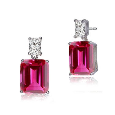 Women’s Pink / Purple / Silver La Scne Cz Stud Earrings Genevive Jewelry