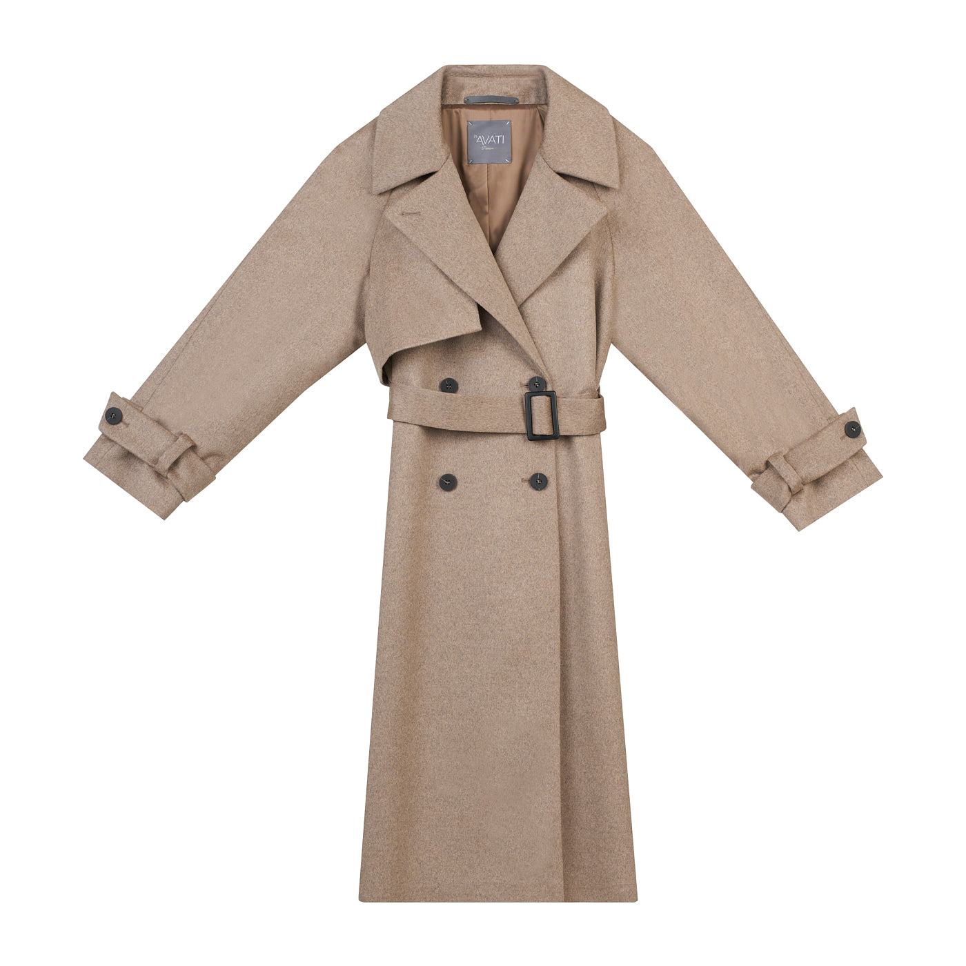 Inavati Women's Brown Cappuccino Wool Coat With Belt In Brown