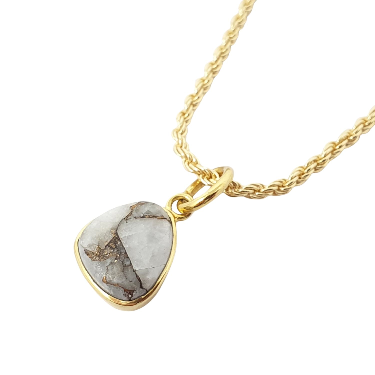 Women’s Gold / Grey / Brown Statement Gold Vermeil Plated White Calcite Gemstone Crystal Rope Necklace Harfi