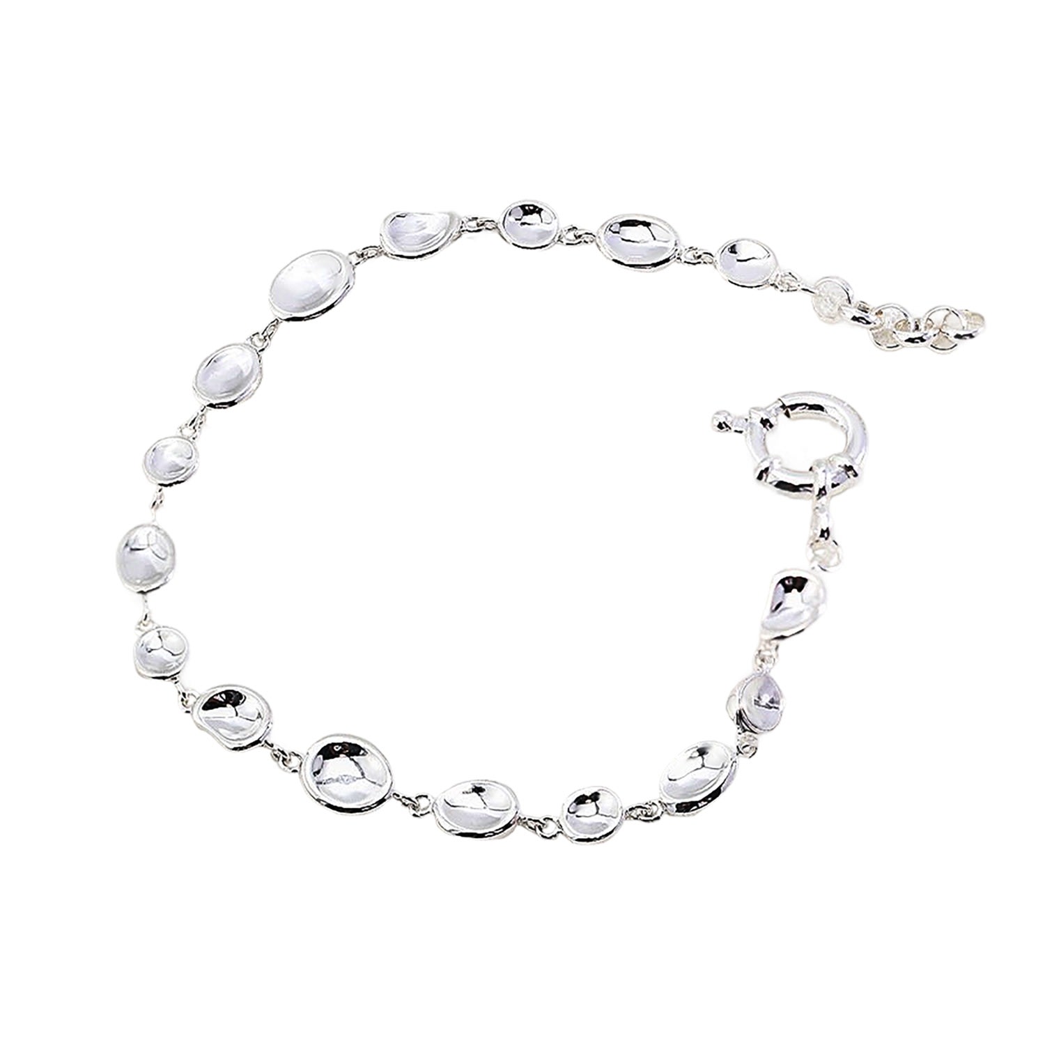 Ms. Donna Women's Bean Shaped Sterling Silver Chain Bracelet